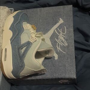 Nike Women's Sneakers in Blue and Cream ( Woman’s Air Jordan Retro 4 Textile)